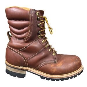 Vintage Carolina Men’s Brown Leather Logger Work Boots Size US 9